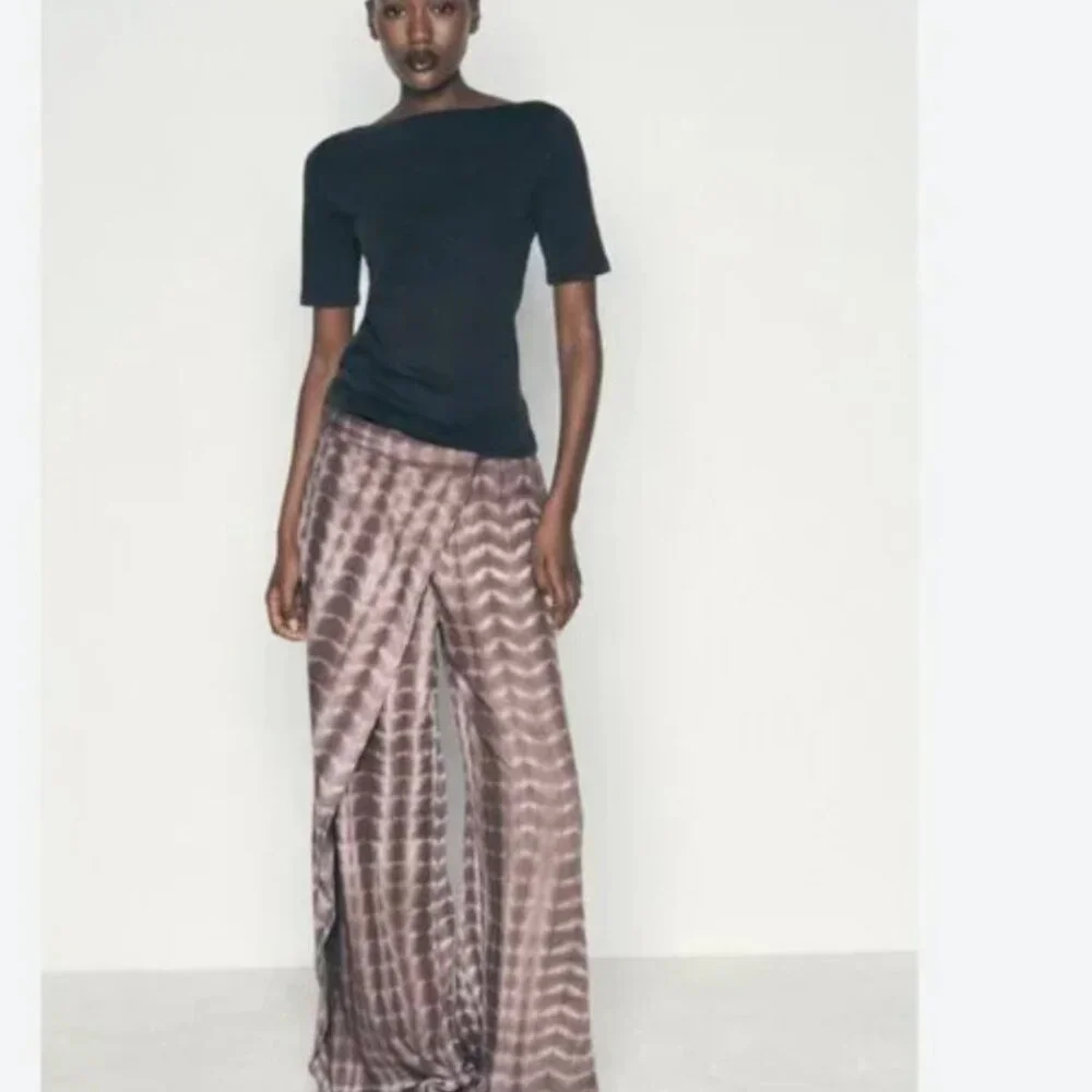 NWT ZARA Tie-Dye Wrap Trousers Bloggers Fave Linen Blend XL